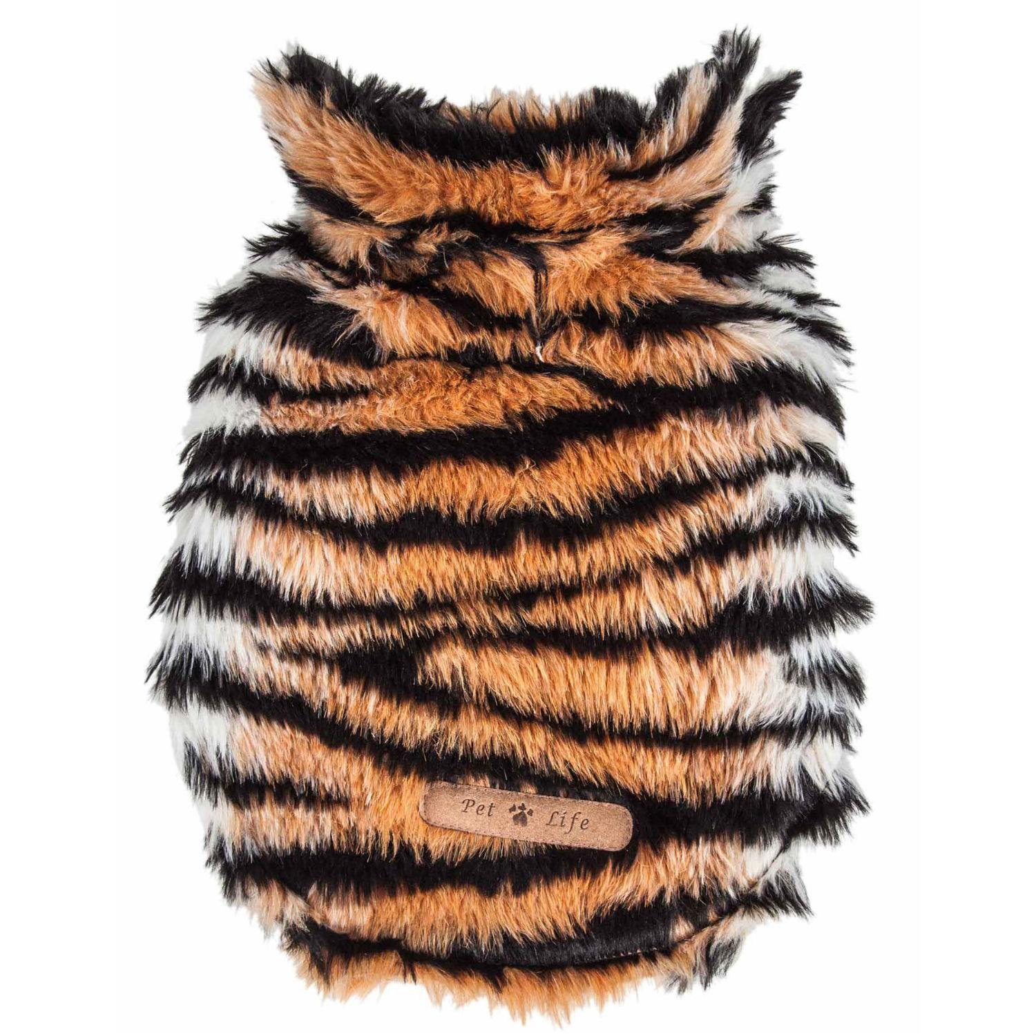 Pet Life Luxe Tigerbone Tiger Mink Fur Dog Coat