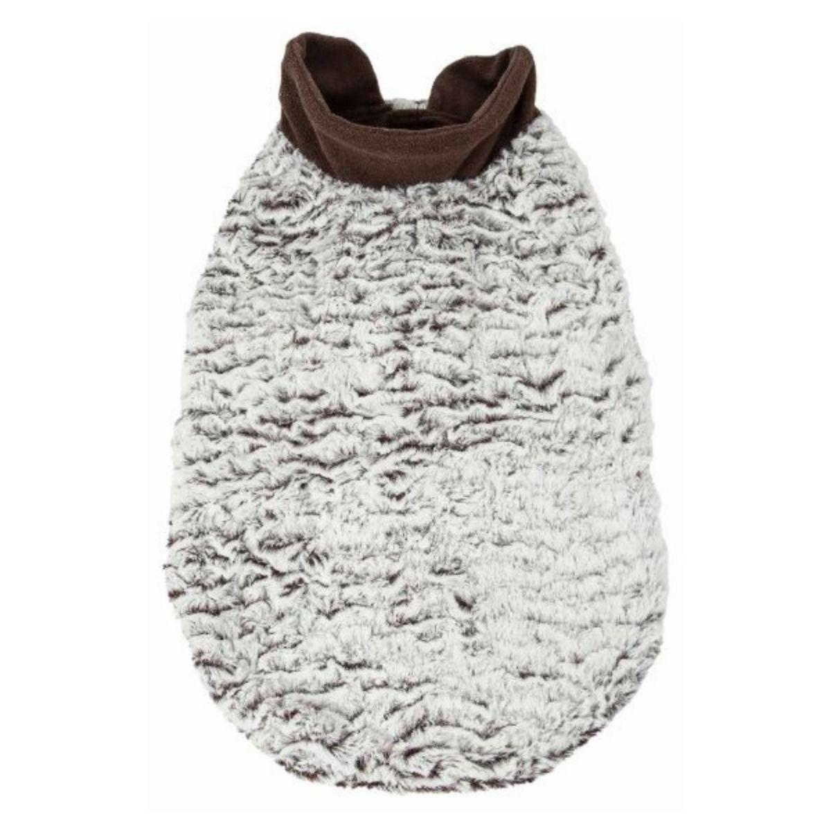 Pet Life Luxe Purrlage Mink Fur Dog Coat - White and Brown
