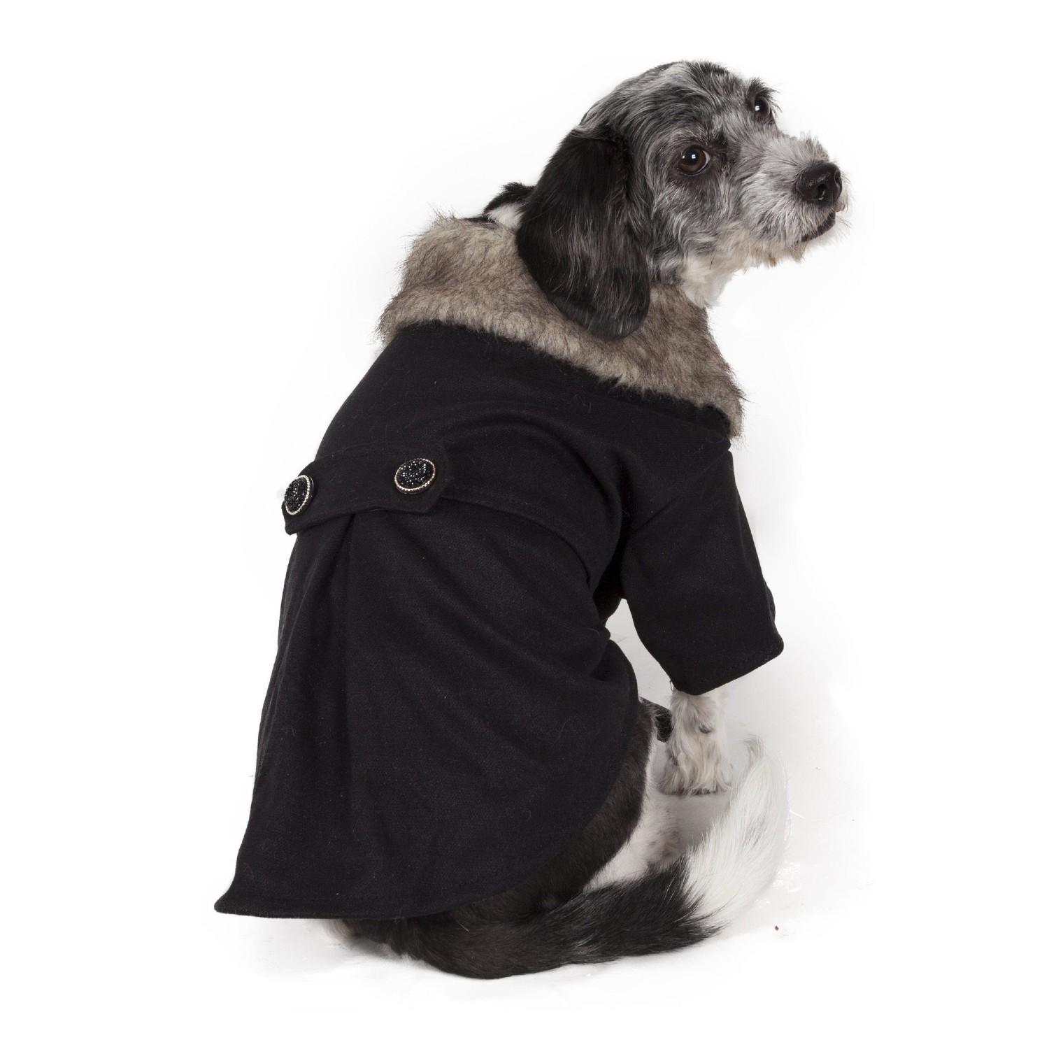 Pet Life Coast-Guard Wool Dog Coat - Black