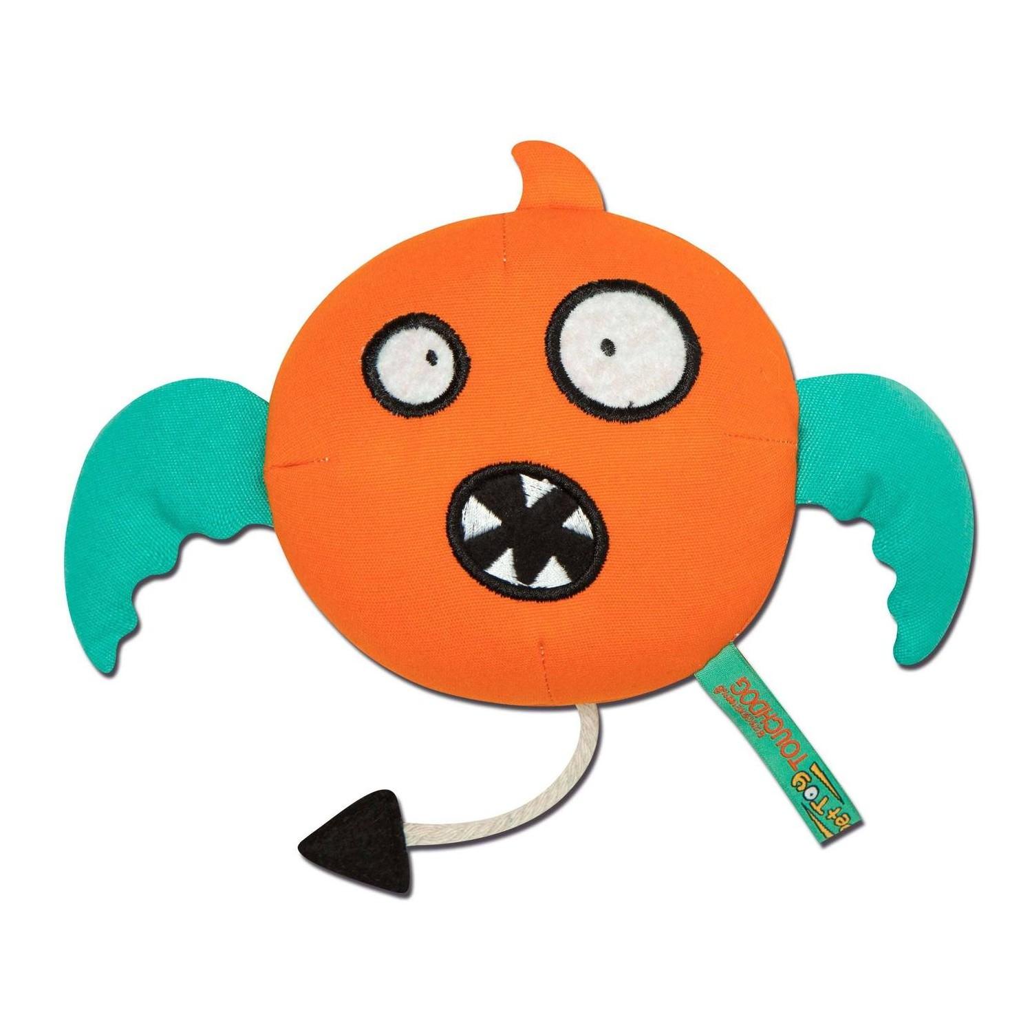 Pet Life Touchdog Cartoon Flying Critter Monster Plush Dog Toy - Orange