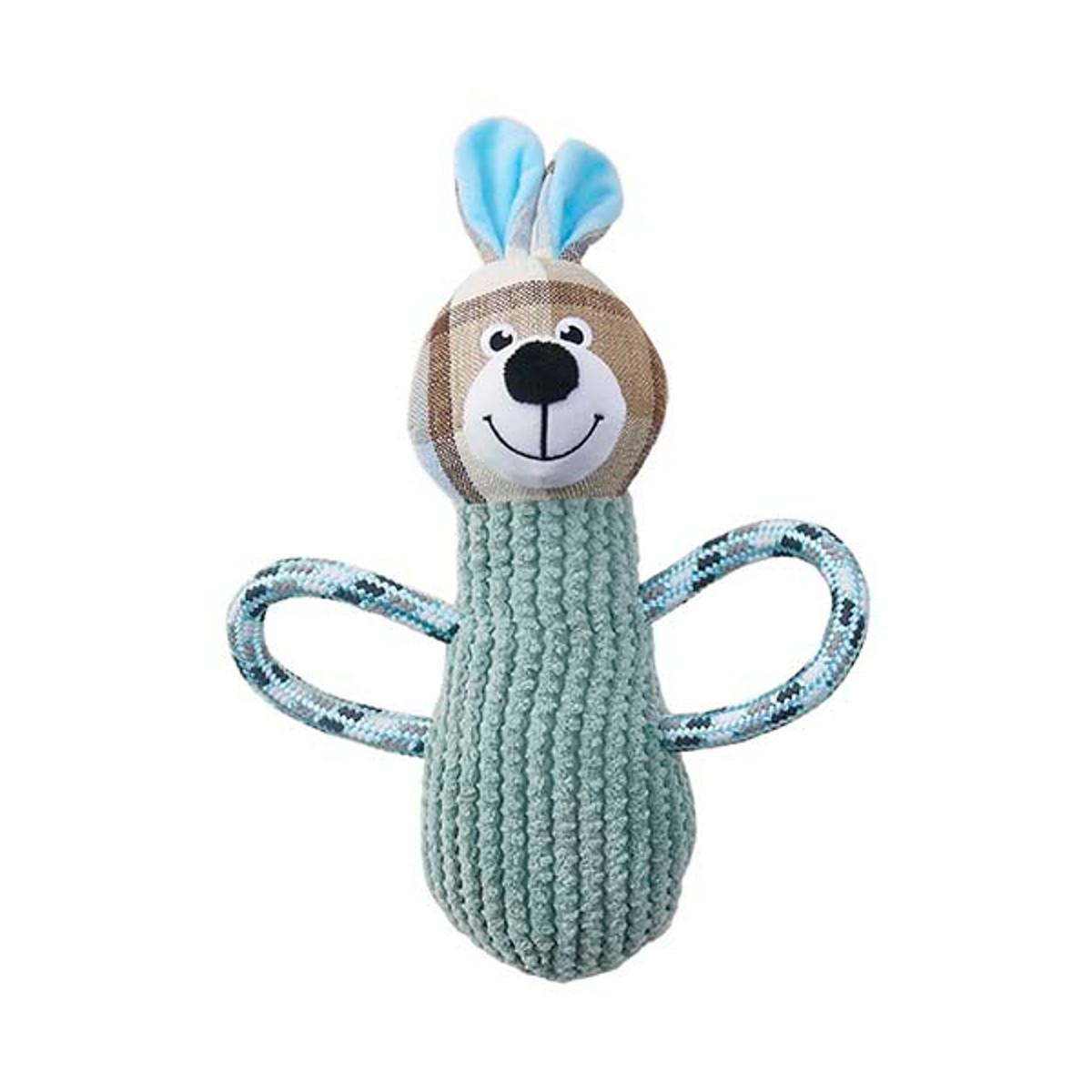 PetRageous Corduroy & Rope Dog Toy - Blue Rabbit