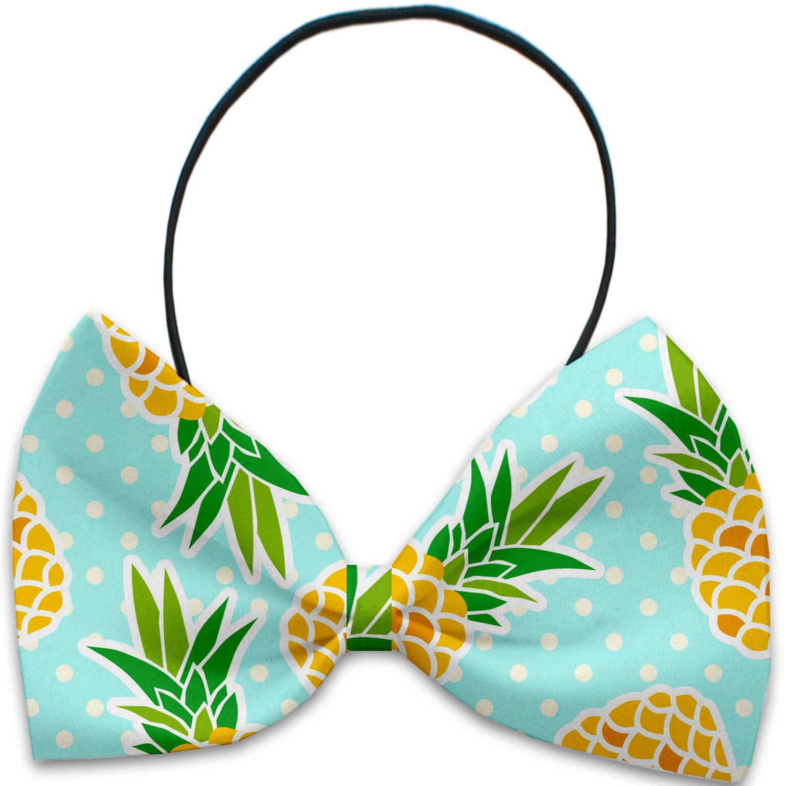 Mirage Pineapples and Polka Dots Dog Bow Tie