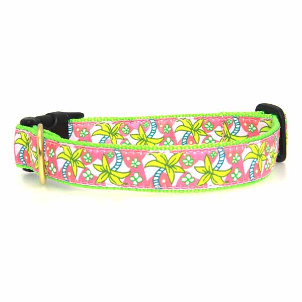 Pink Palms Dog Collar by Up Country