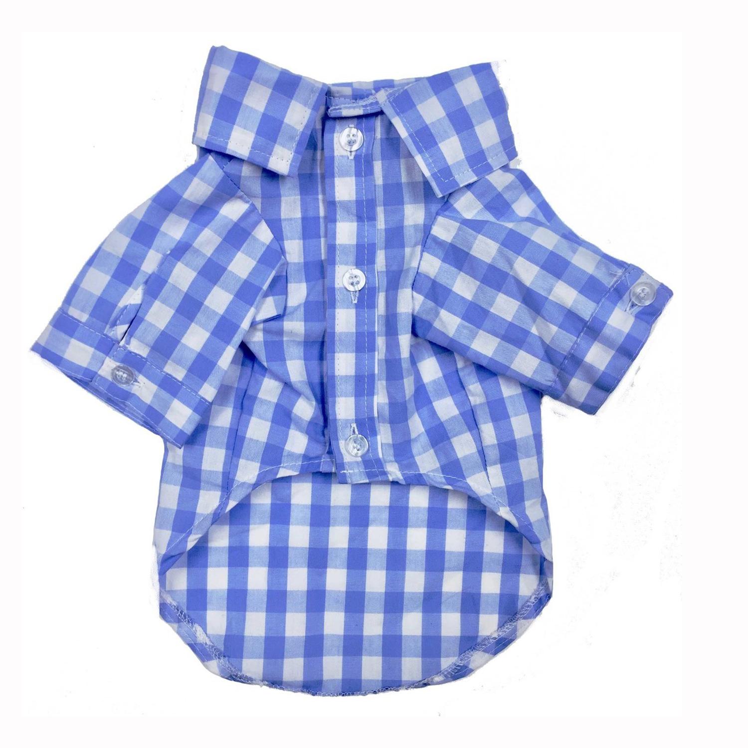fabdog® Plaid Button Down Dog Shirt - Blue