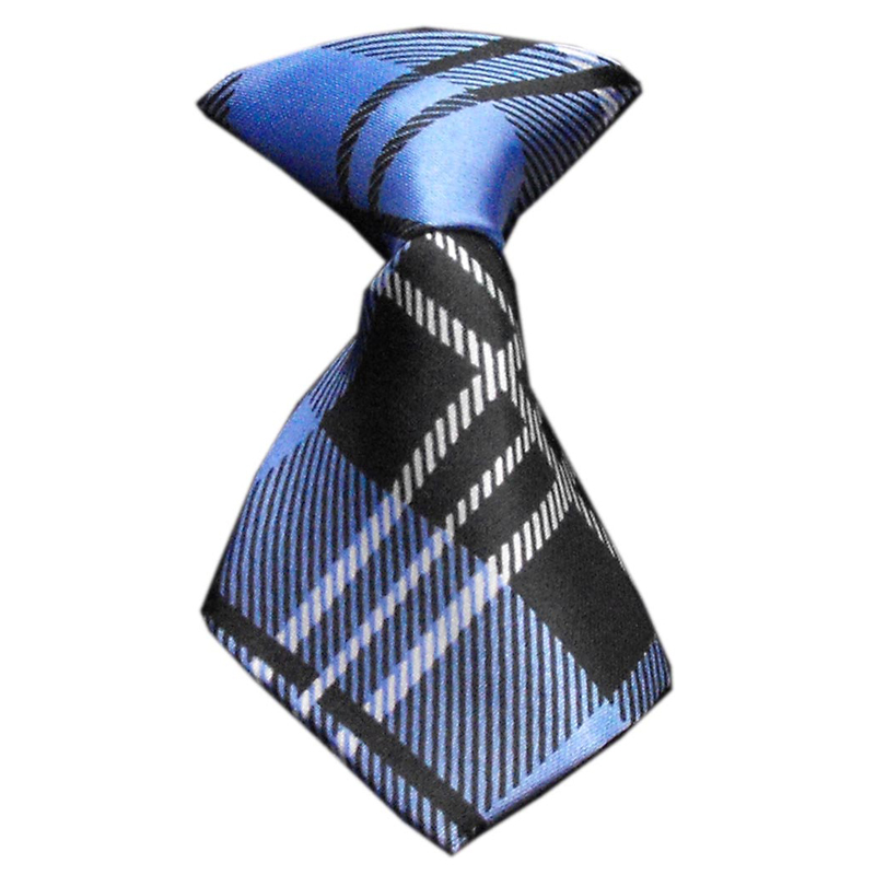 Plaid Dog Neck Tie - Blue