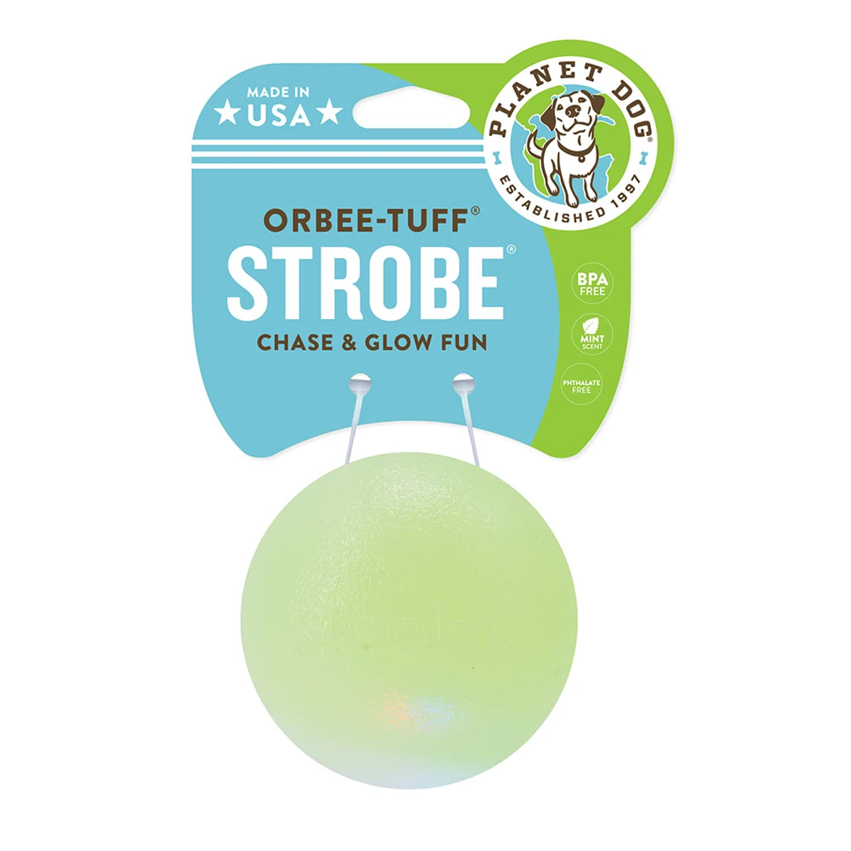Planet Dog Orbee-Tuff Strobe Ball Dog Toy - Green