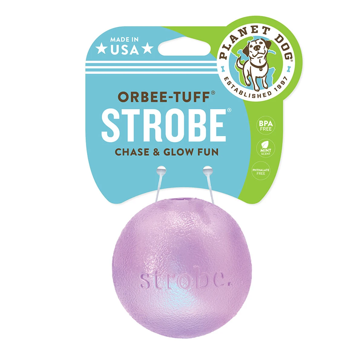 Planet Dog Orbee-Tuff Strobe Ball Dog Toy - Purple