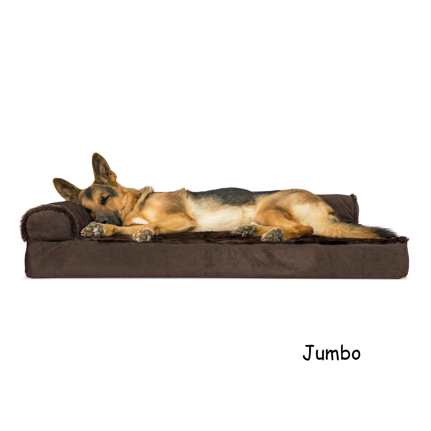 FurHaven Plush & Velvet Deluxe Chaise Lounge Orthopedic Sofa-Style Pet Bed - Sable Brown