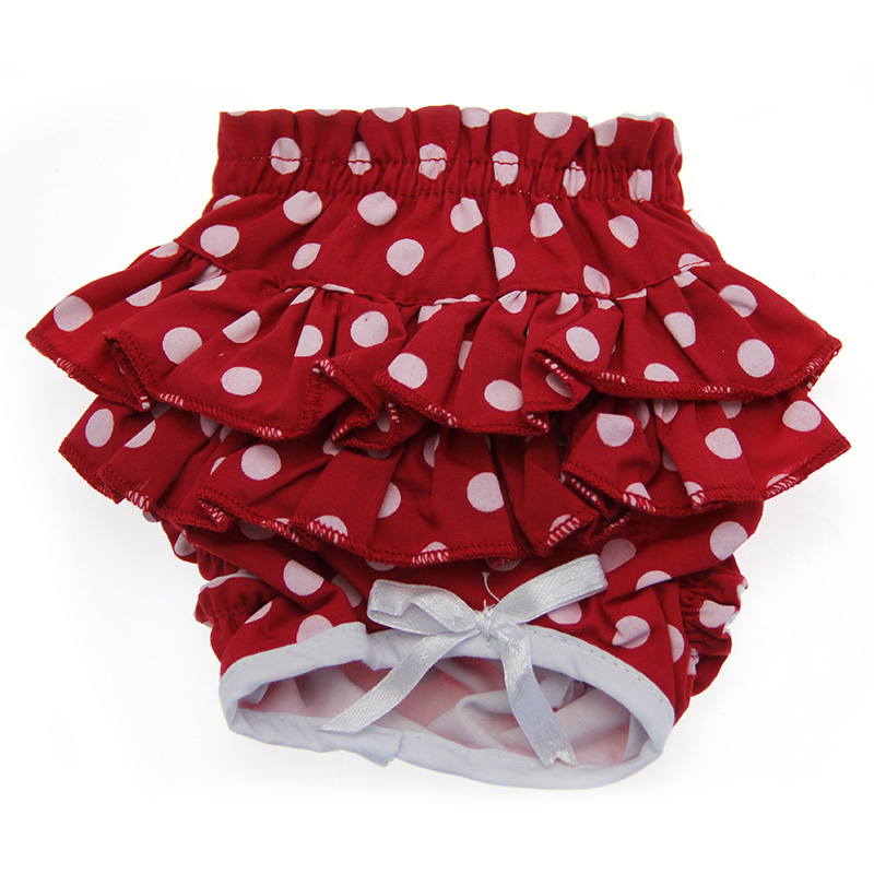 Polka Dot Ruffled Dog Panties by Doggie Design - Red