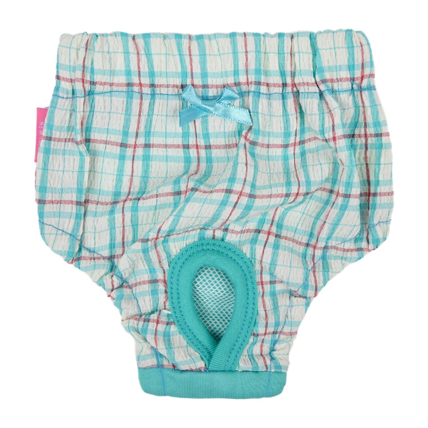 Pinkaholic Eulalia Checkered Dog Sanitary Pants - Aqua
