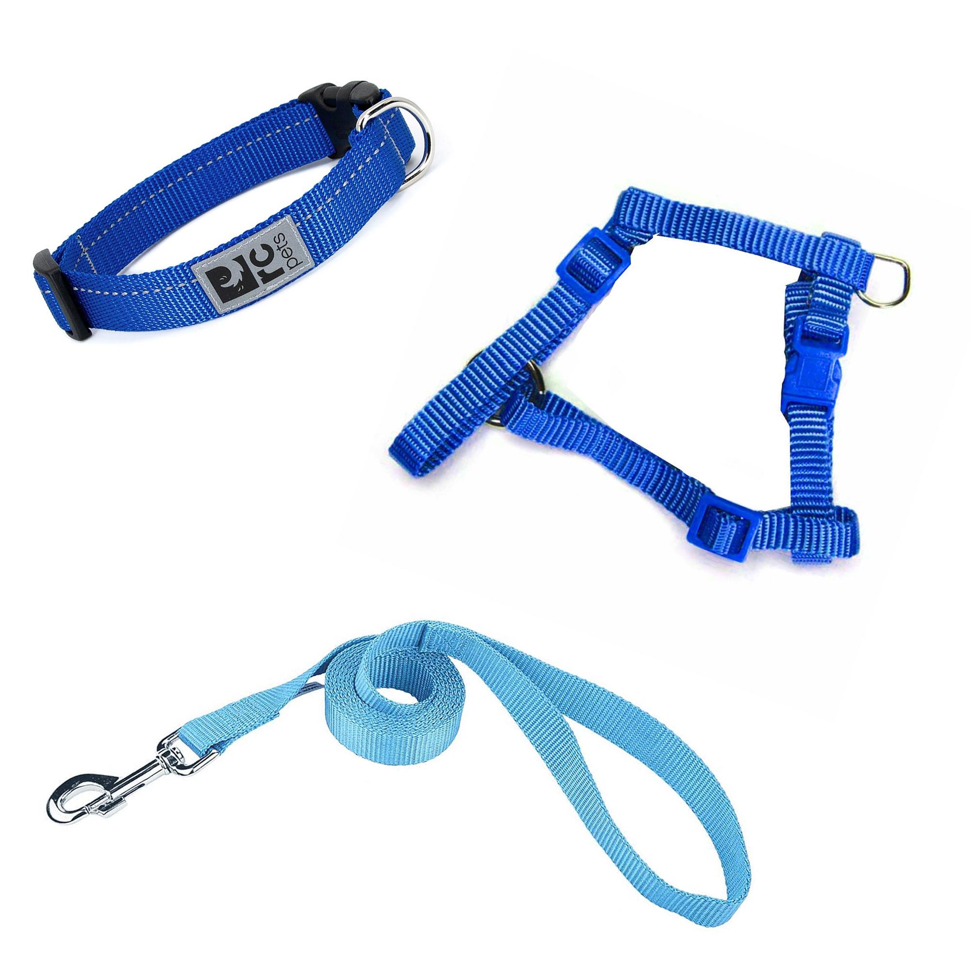 Puppy Bundle - Blue Leash with Harness and Collar