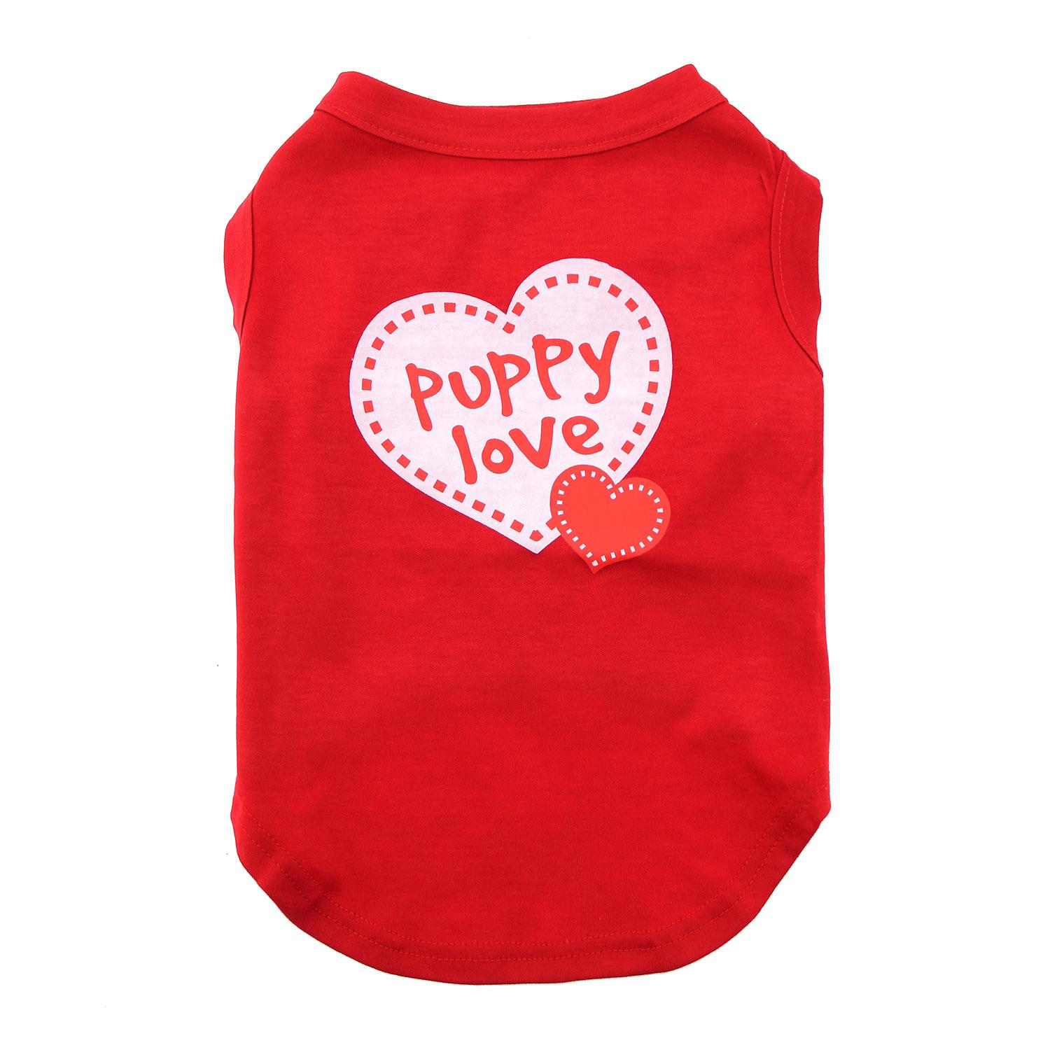 Puppy Love Screen Print Dog Shirt - Red