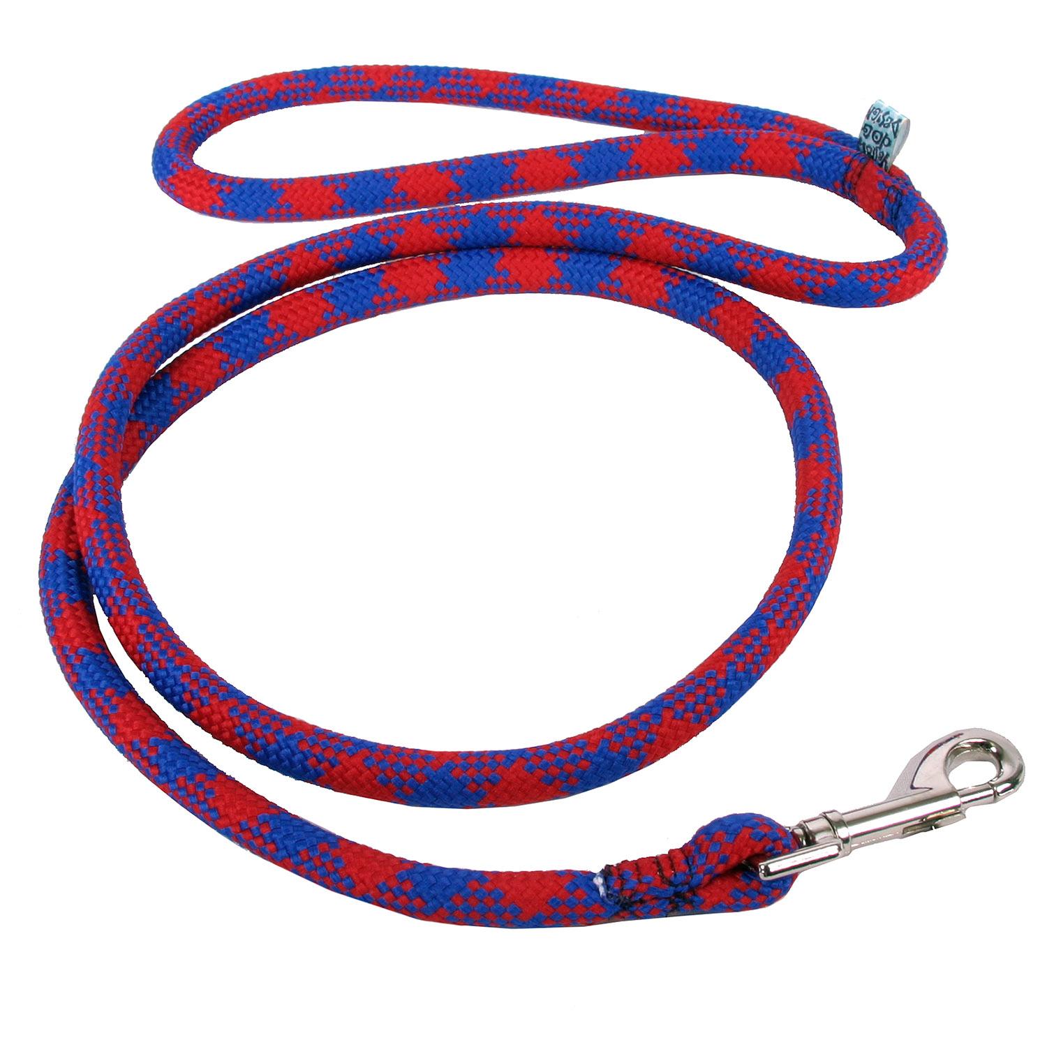Round Braided Team Colors Dog Leash by Yellow Dog - Red and Royal Blue
