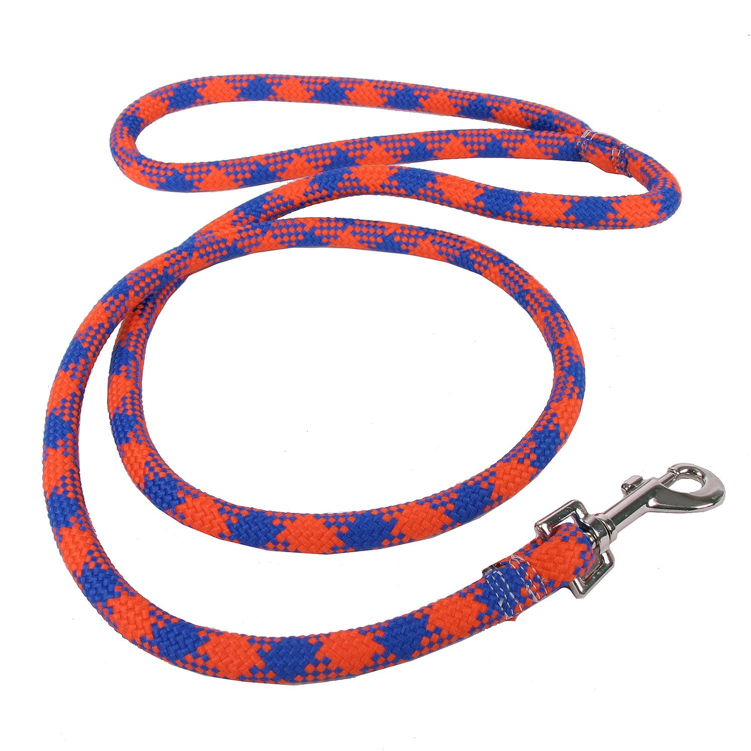 Round Braided Team Colors Dog Leash by Yellow Dog - Orange and Blue