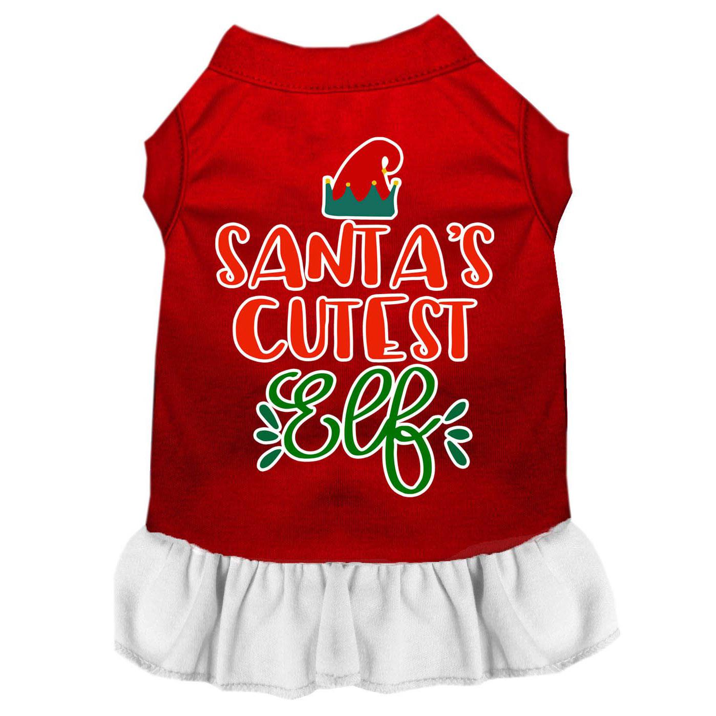 Mirage Santa's Cutest Elf Dog Dress - Red and White