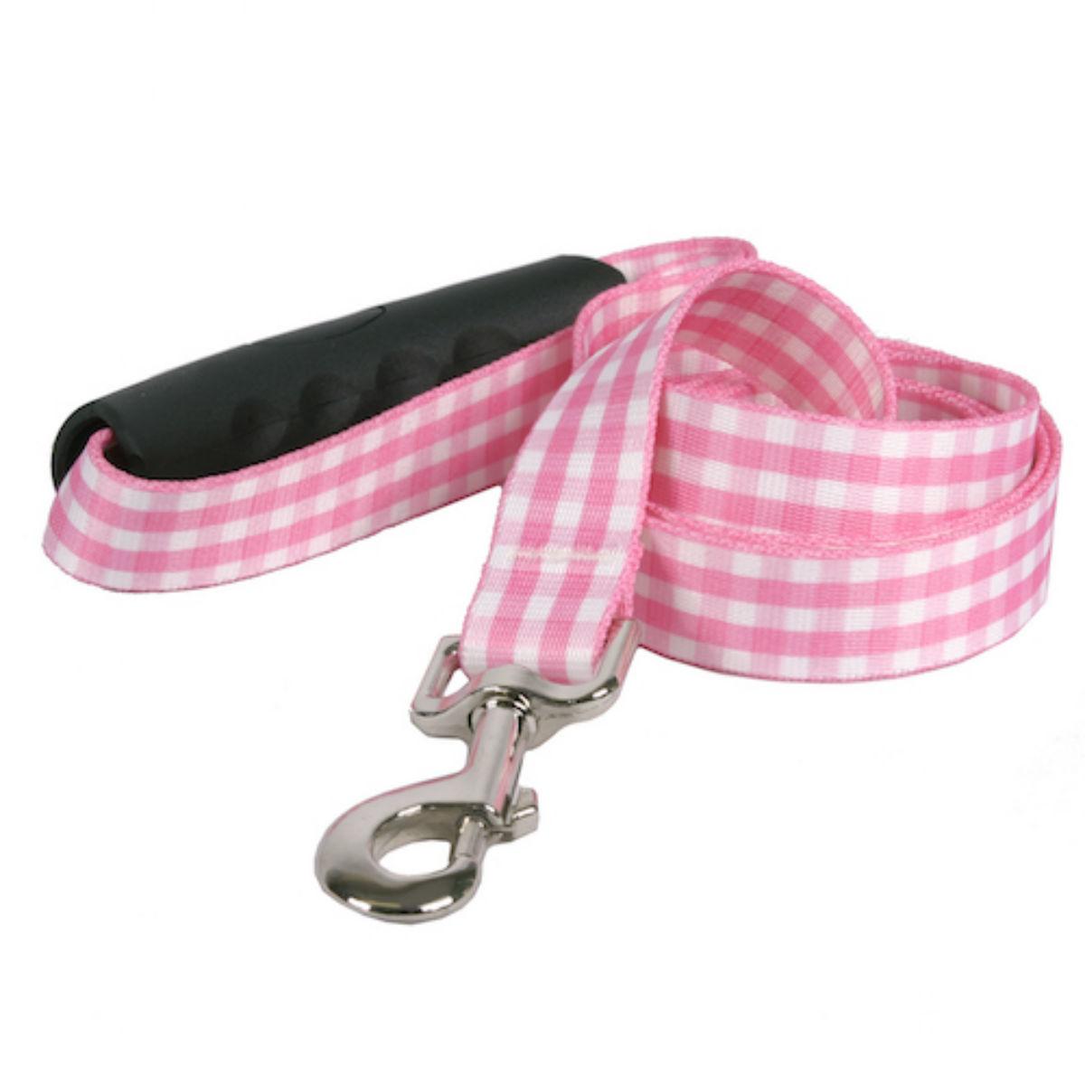 Southern Dawg Gingham EZ-Grip Dog Leash by Yellow Dog - Pink