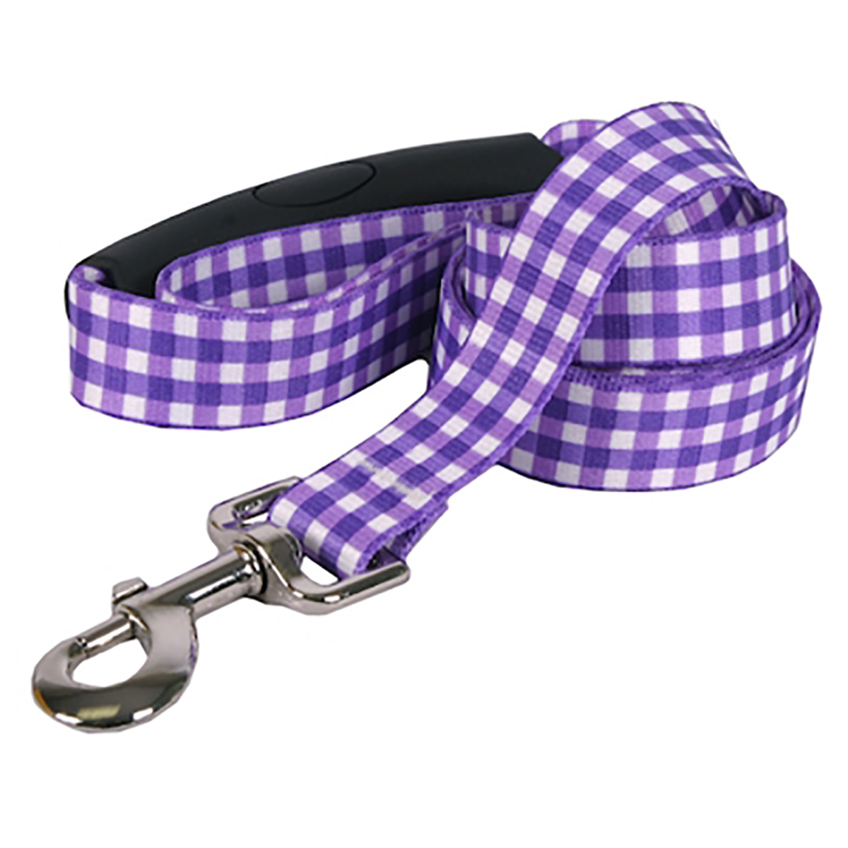 Southern Dawg Gingham EZ-Grip Dog Leash by Yellow Dog - Purple