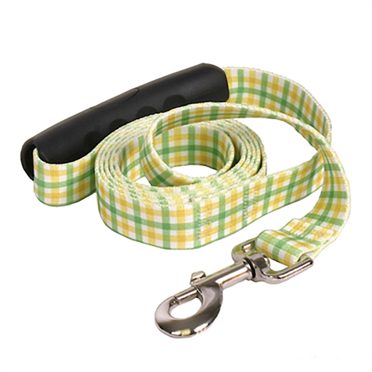 Southern Dawg Gingham EZ-Grip Dog Leash by Yellow Dog - Yellow and Green