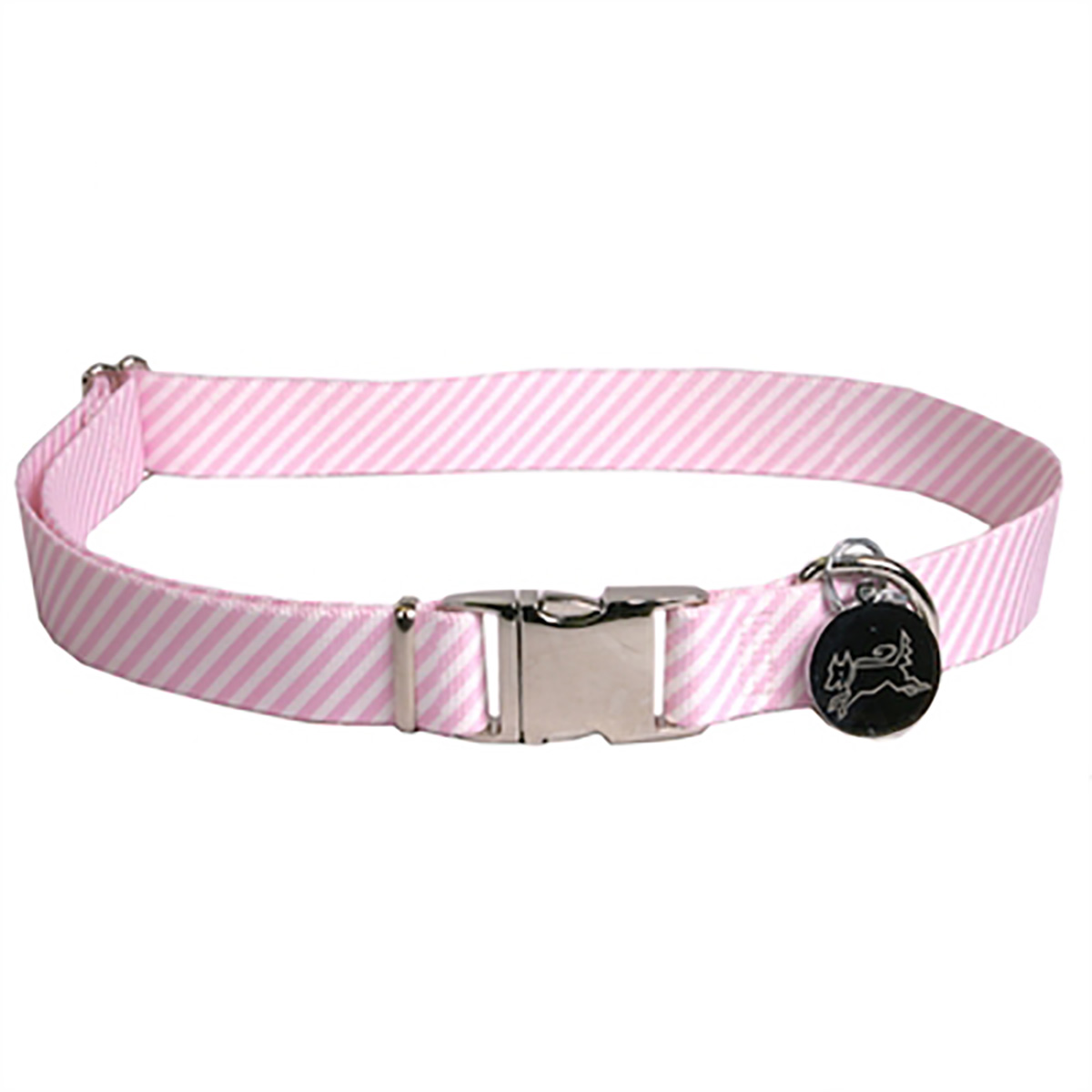 Southern Dawg Seersucker Dog Collar by Yellow Dog - Pink