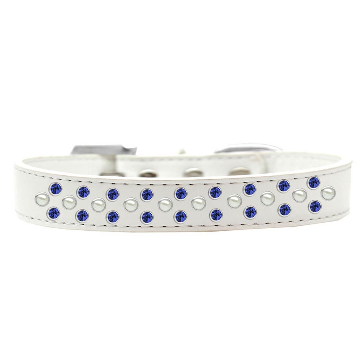 Sprinkles Pearl and Blue Crystals Dog Collar - White