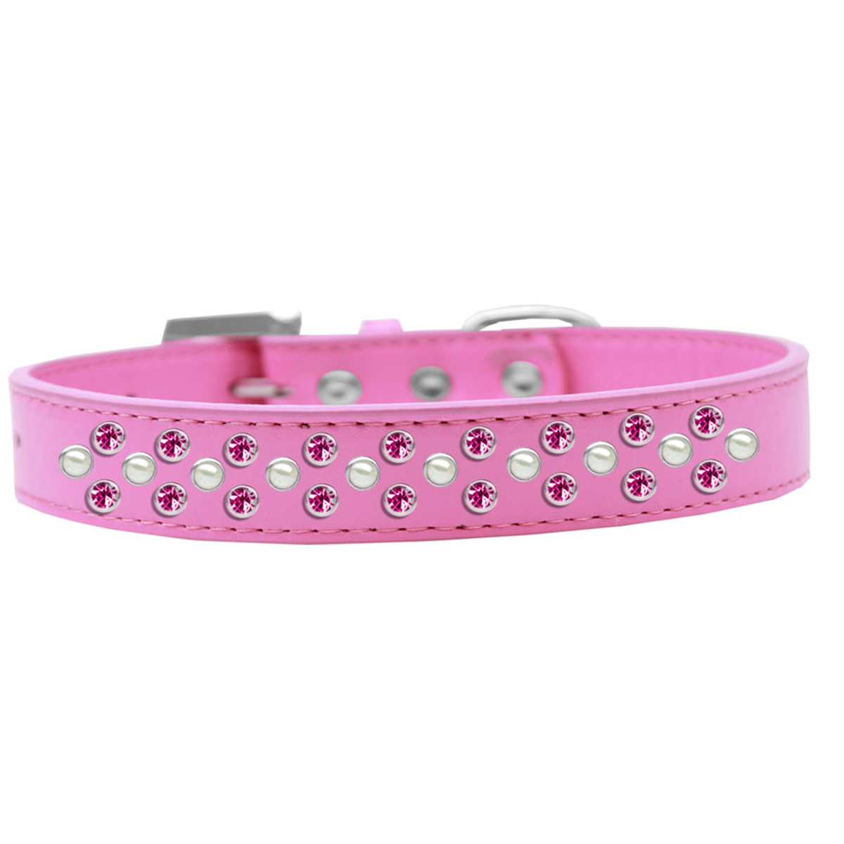 Sprinkles Pearl and Bright Pink Crystals Dog Collar - Bright Pink