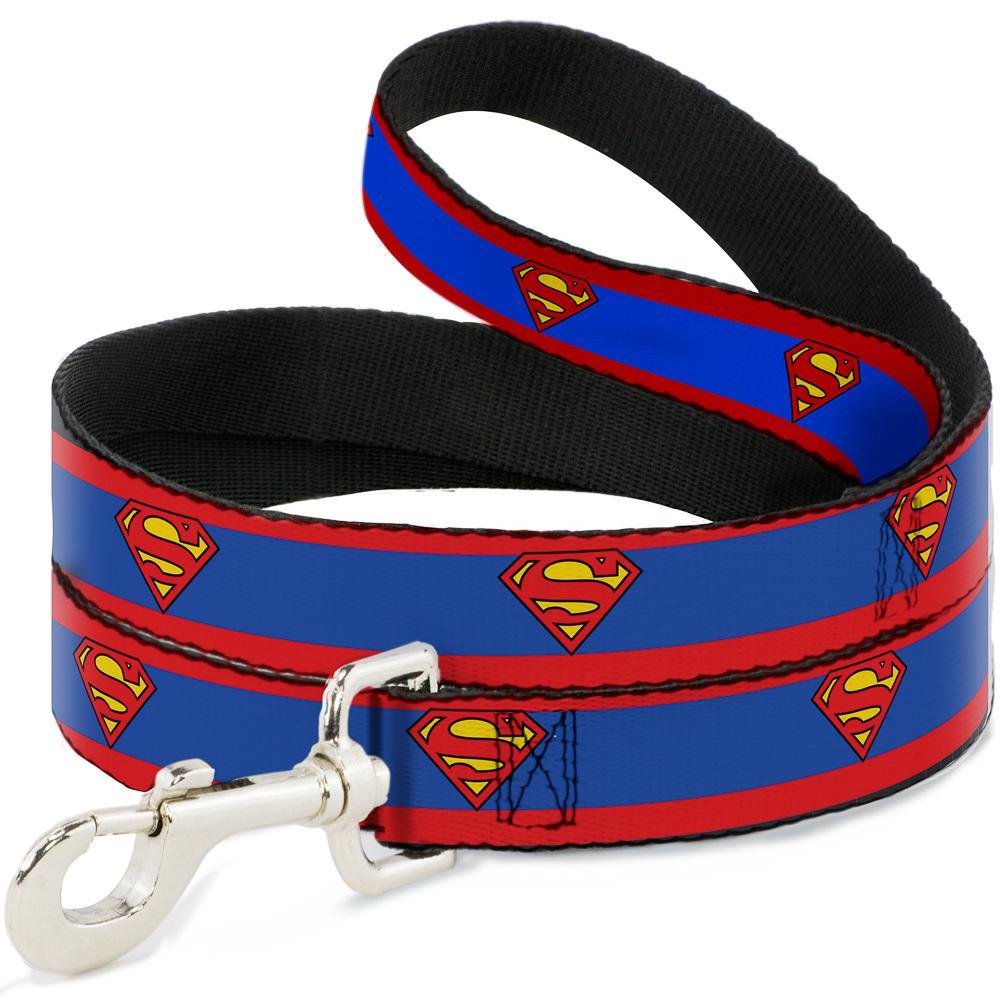 Superman Shield Dog Leash by Buckle-Down - Red Stripe