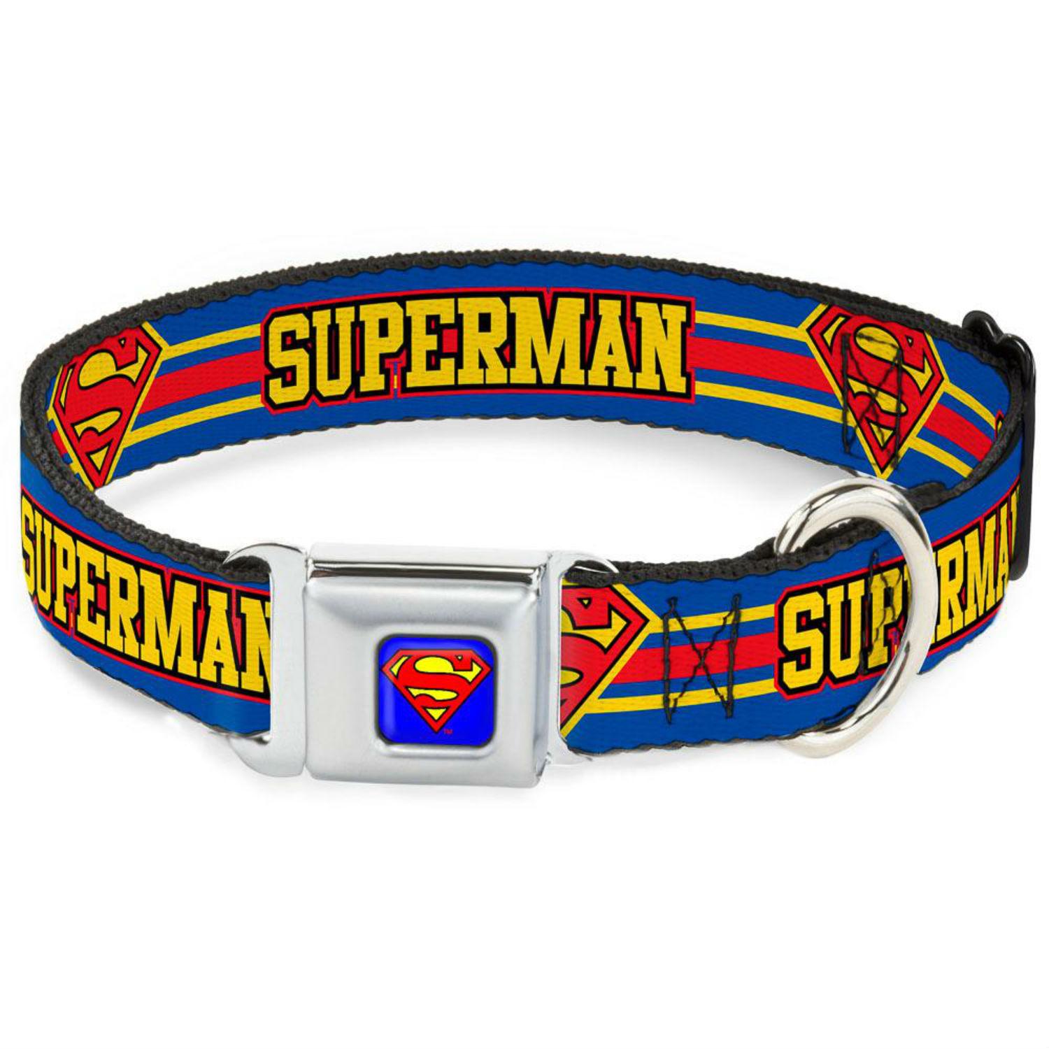 Superman Striped Seatbelt Buckle Dog Collar by Buckle-Down