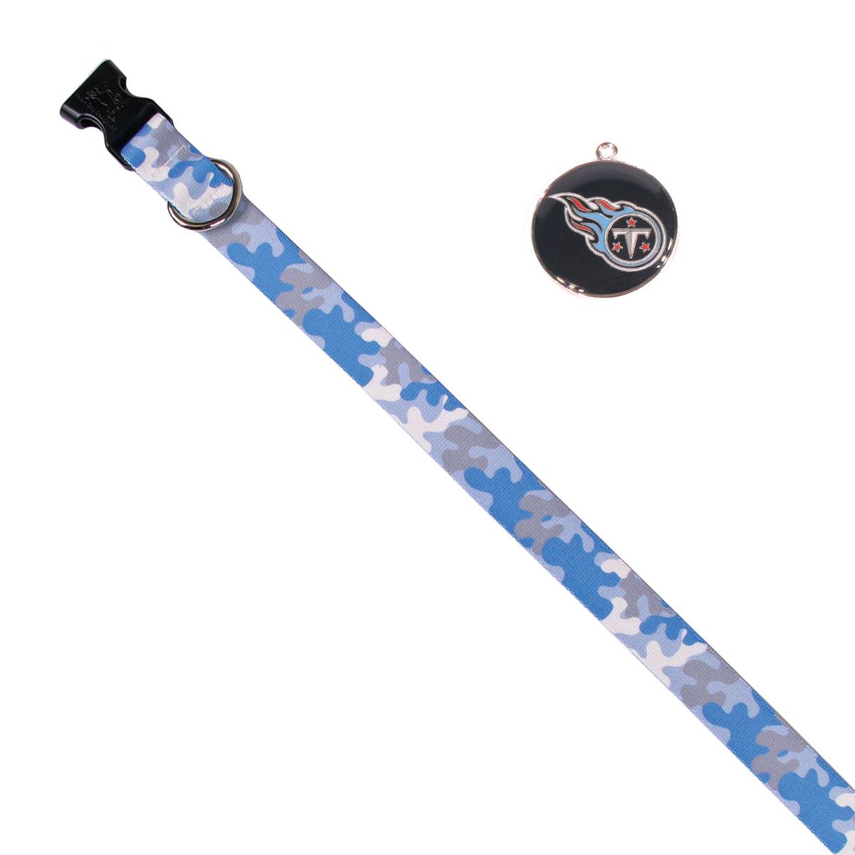 Tennessee Titans Team Camo Dog Collar and Tag by Yellow Dog