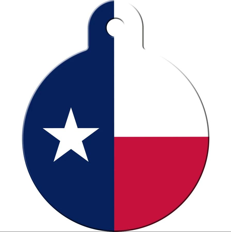 Texas Flag Engravable Pet I.D. Tag - Large Circle