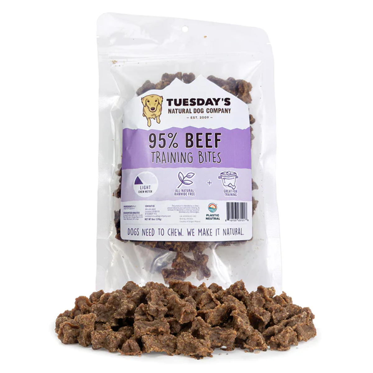 Tuesday's Natural Dog Company 95% Beef Training Bites Dog Treats