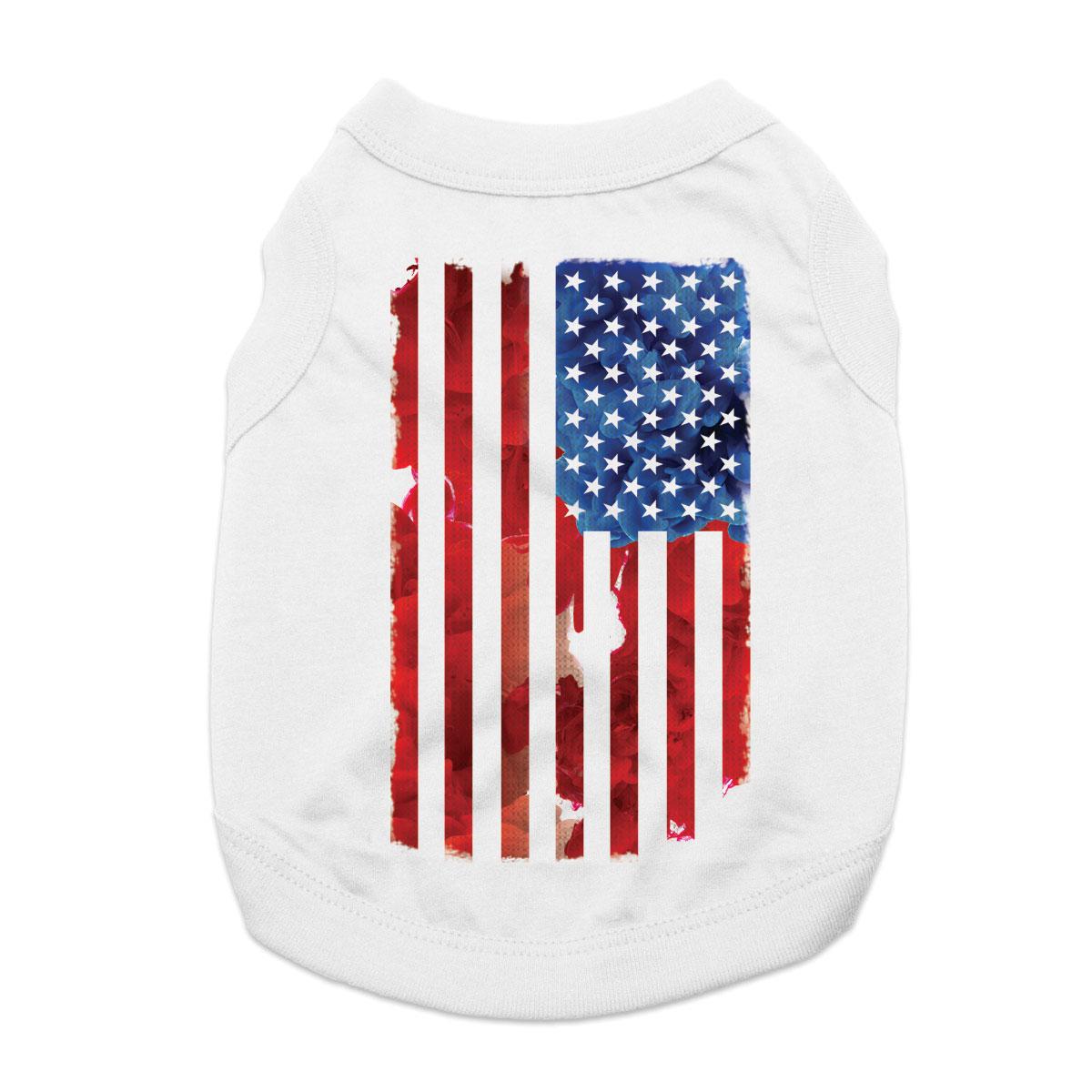 American Flag Dog Shirt - White