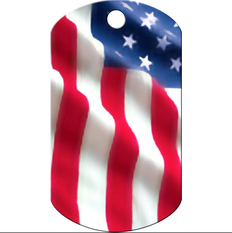 USA Flag Engravable Pet I.D. Tag - Large Military Tag