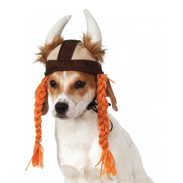 Viking Hat with Braids Dog Costume