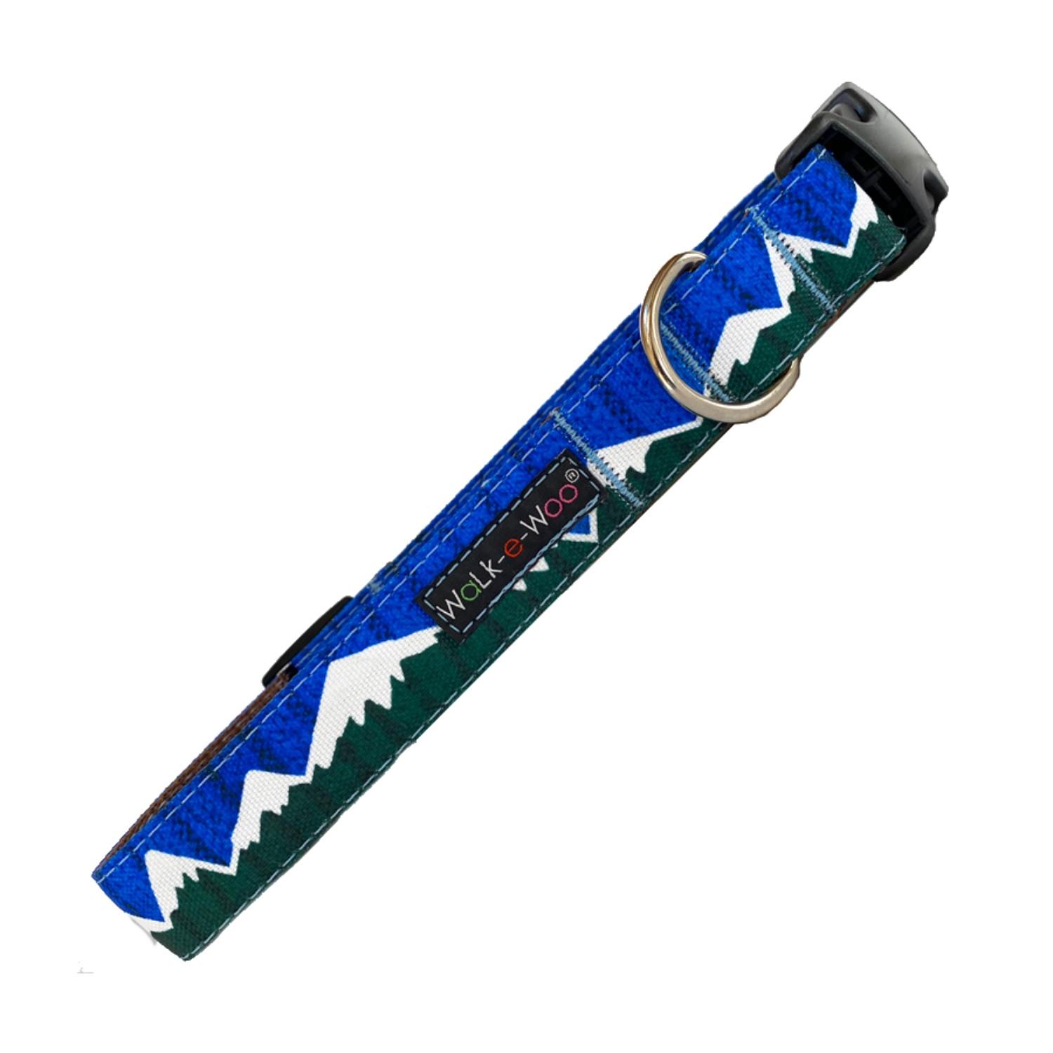 WaLk-e-Woo Snowcap Mountain Dog Collar - Blue/Green