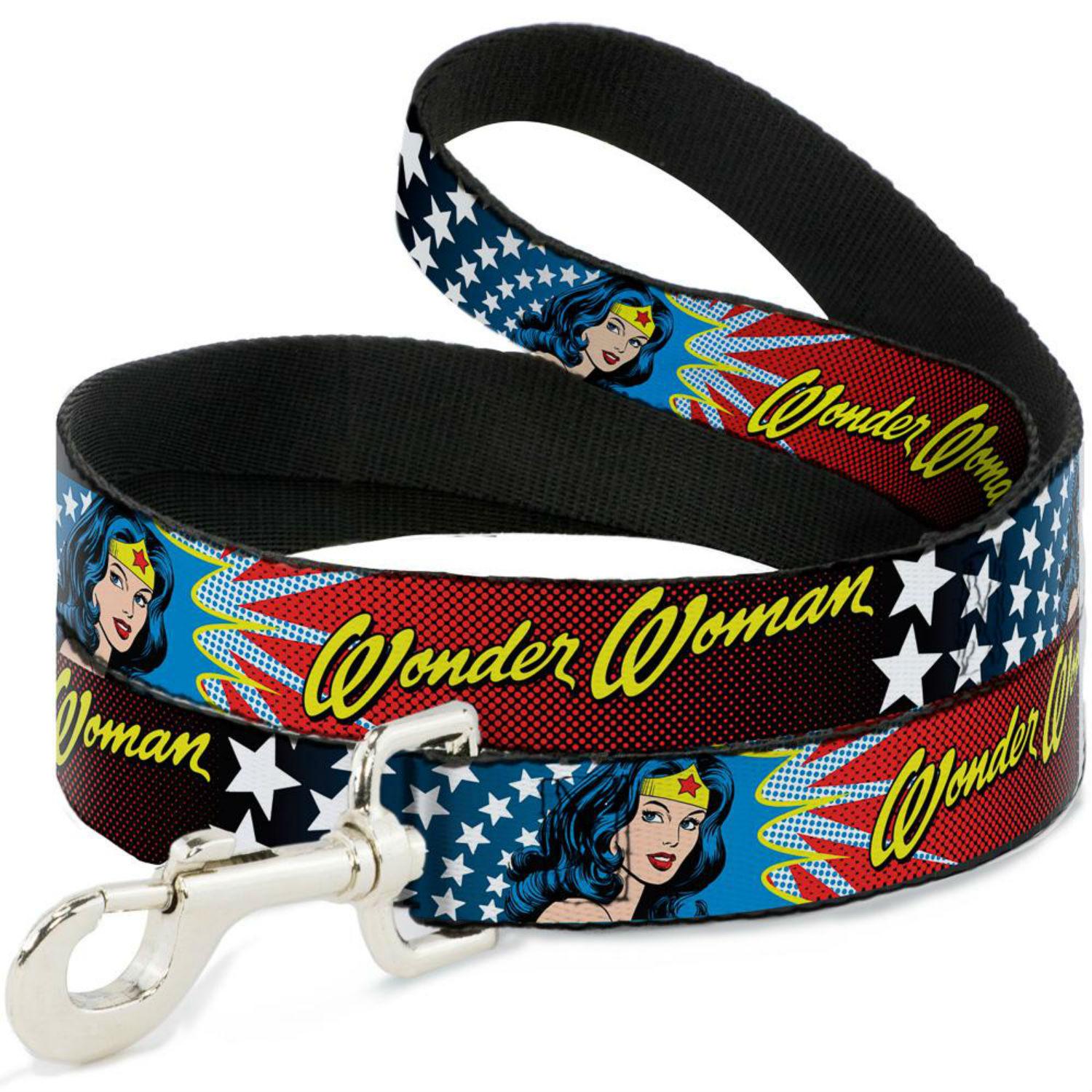 Wonder Woman Face and Stars Dog Leash by Buckle-Down