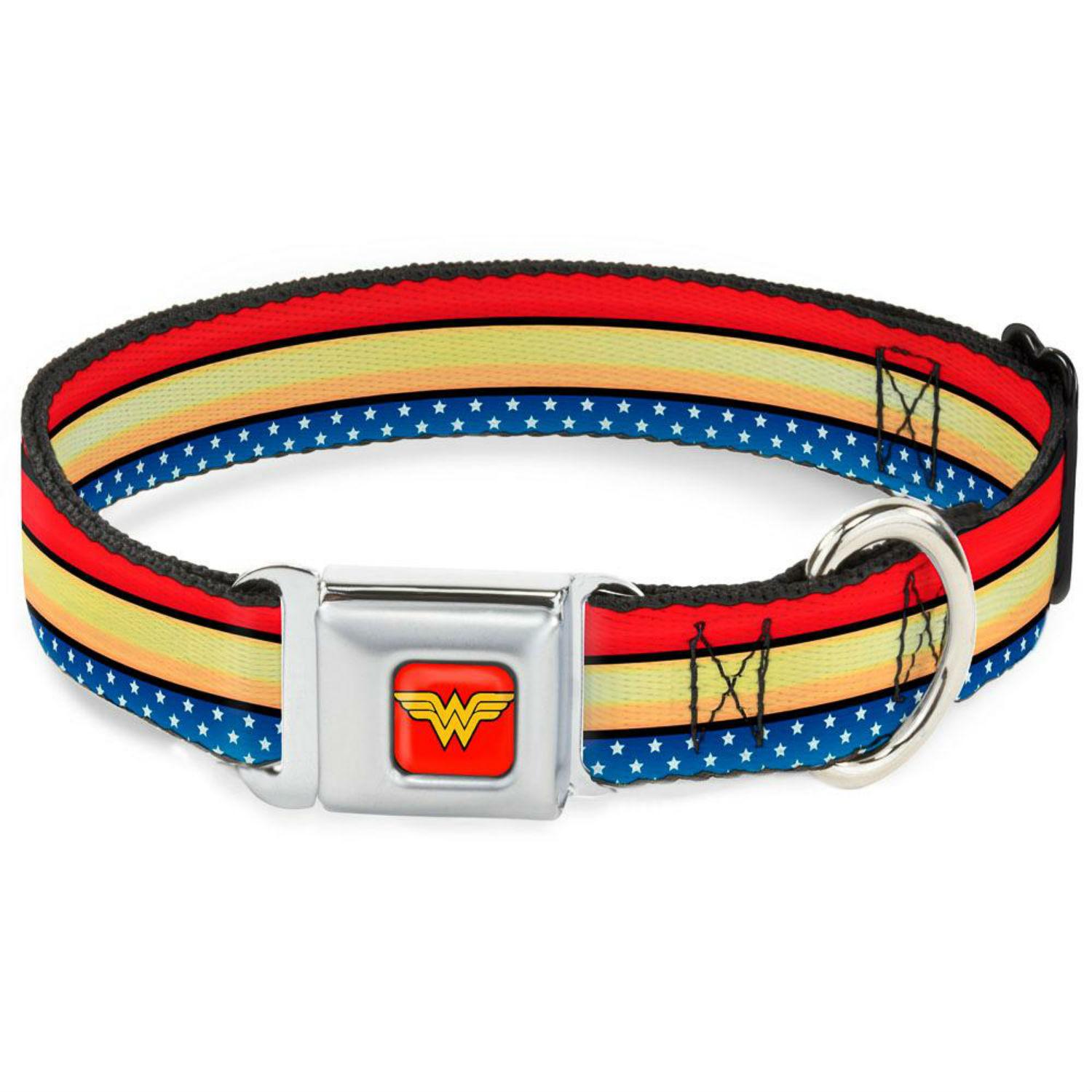 Wonder Woman Stars and Stripes Seatbelt Buckle Dog Collar by Buckle-Down