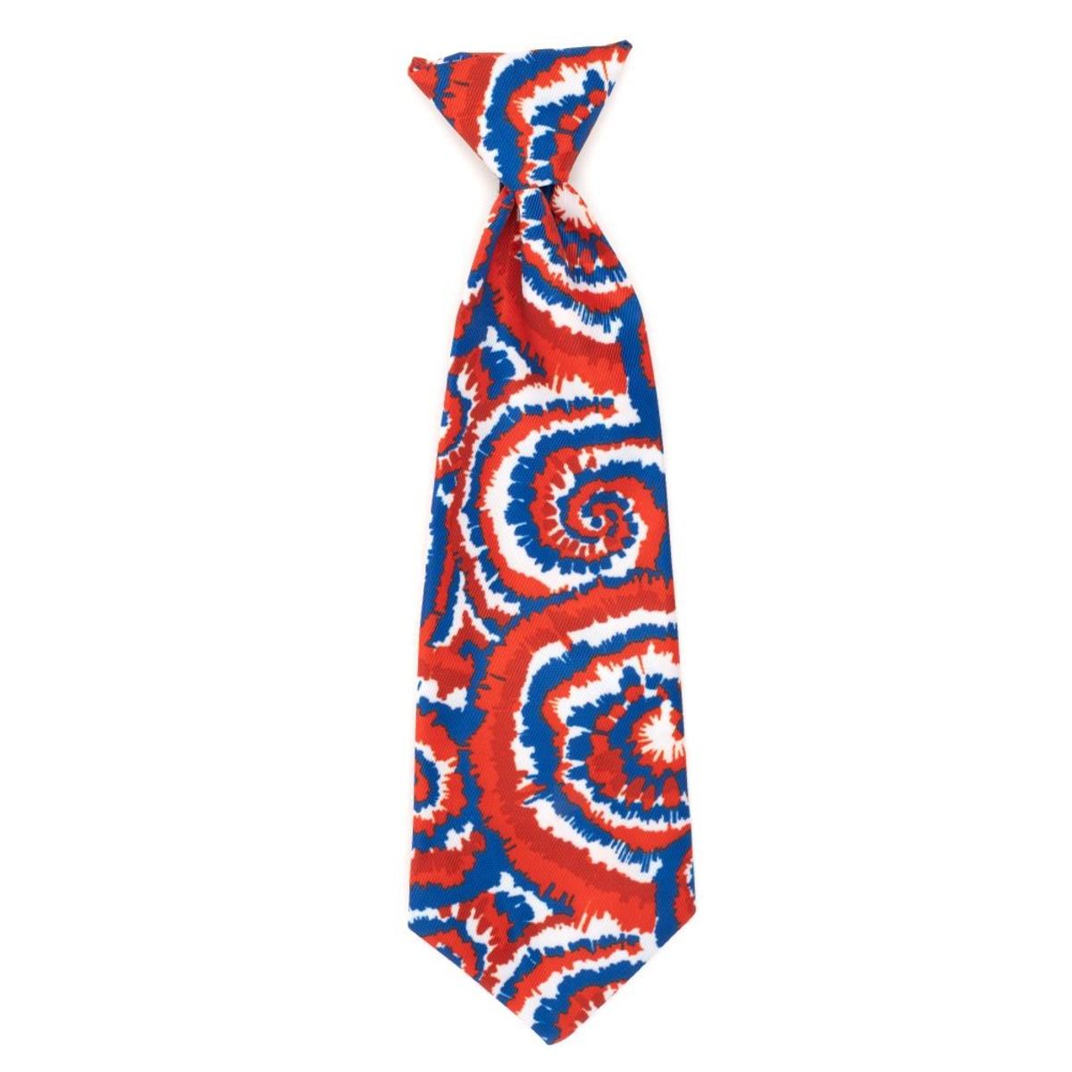 Worthy Dog Kaleidoscope Tie-Dye Dog and Cat Long Neck Tie Collar Attachment - Patriotic