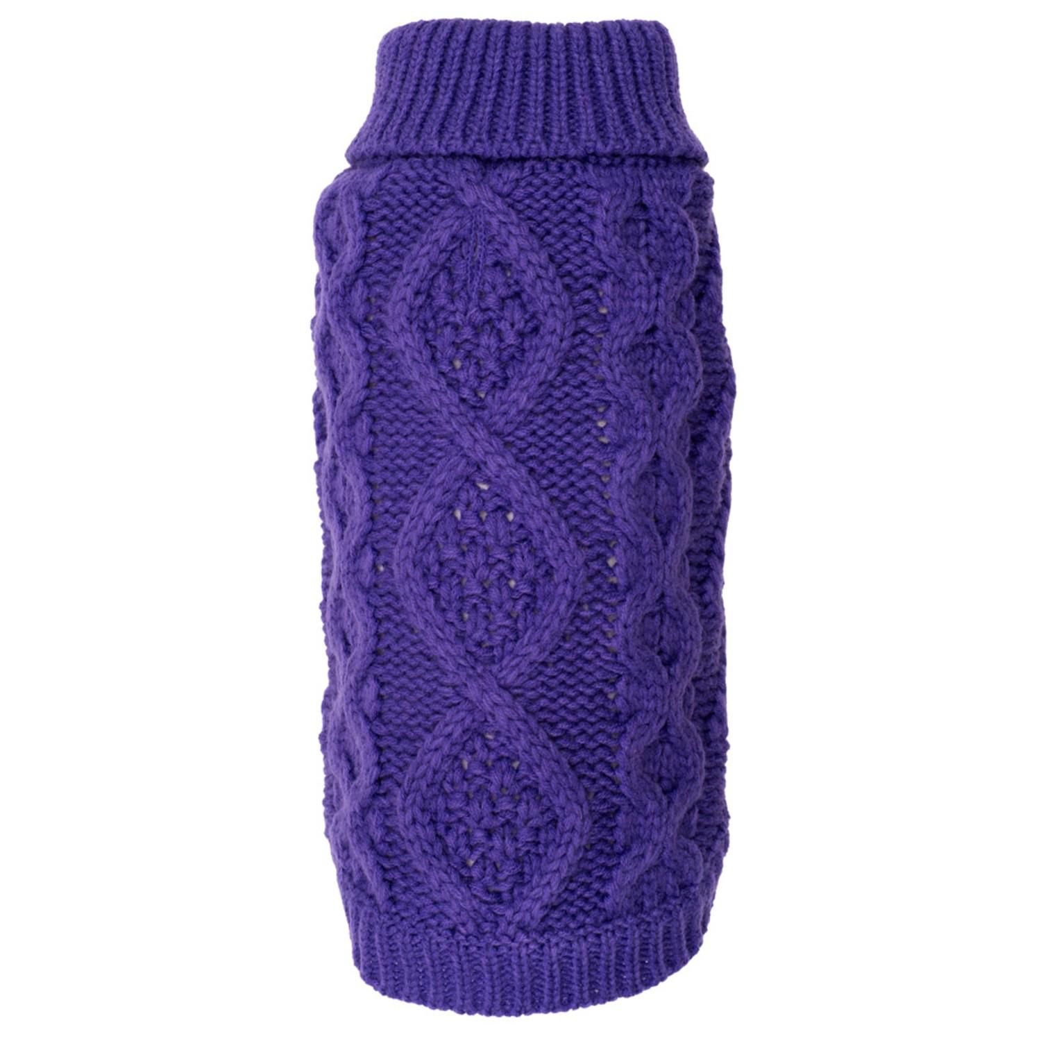 Worthy Dog Chunky Knit Turtleneck Dog Sweater - Purple