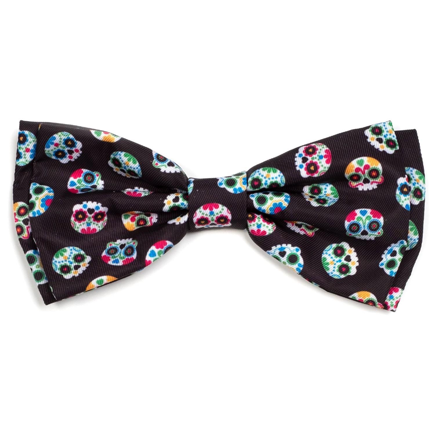 Worthy Dog Halloween Dog and Cat Bow Tie Collar Attachment - Skeletons Black