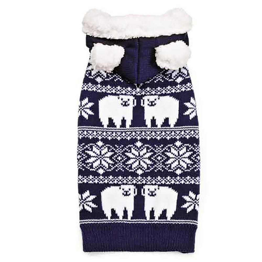 Zack and Zoey Elements Polar Bear Hooded Dog Sweater