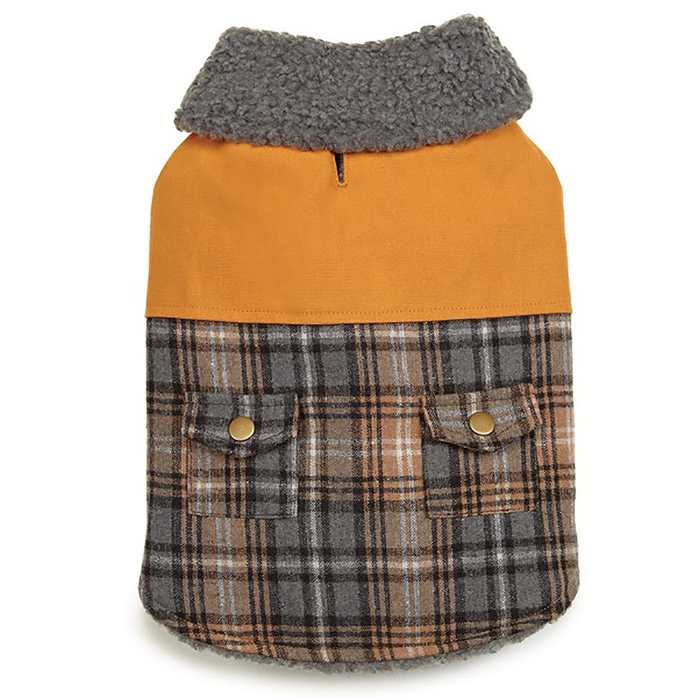 Zack and Zoey ThermaPet Plaid Duck Dog Coat - Brown