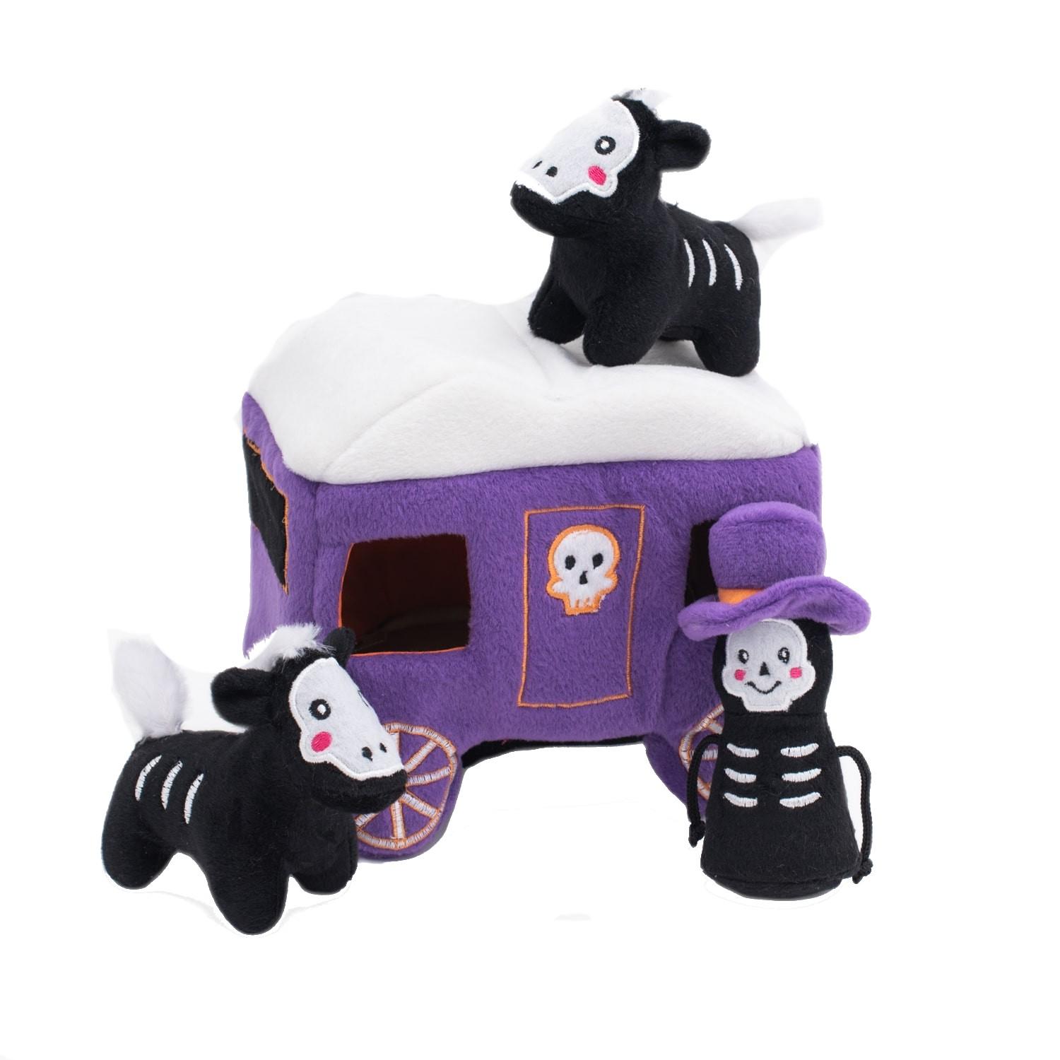 ZippyPaws Halloween Burrows Dog Toy - Haunted Carriage