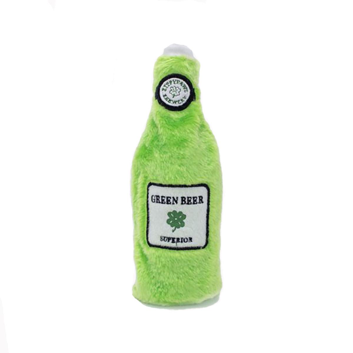 ZippyPaws Happy Hour Crusherz  Dog Toy - St. Patrick's Day Green Beer