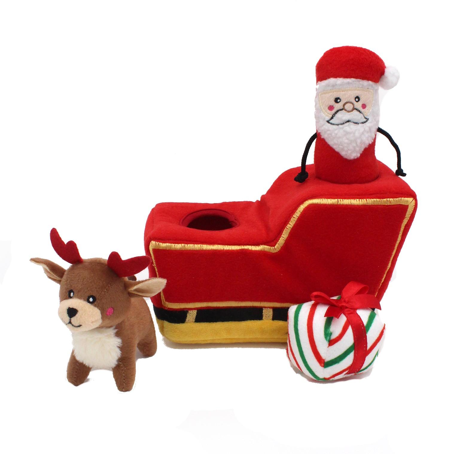 ZippyPaws Holiday Burrow Dog Toy - Santa's Sleigh