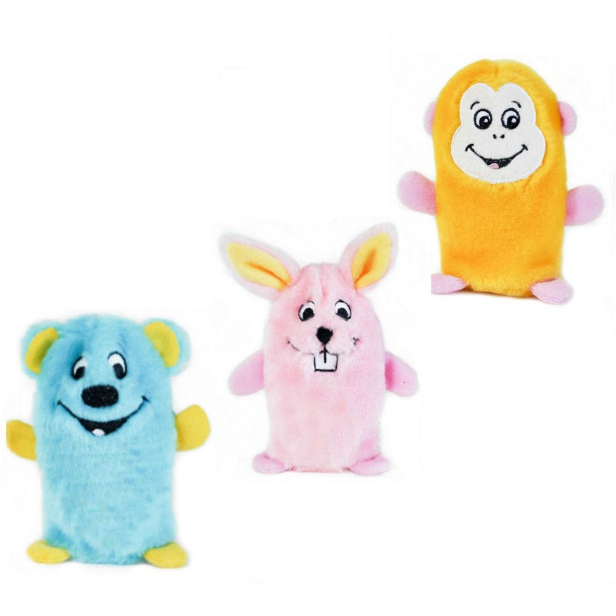 ZippyPaws Squeakie Buddie Dog Toys - Bear, Bunny, Monkey