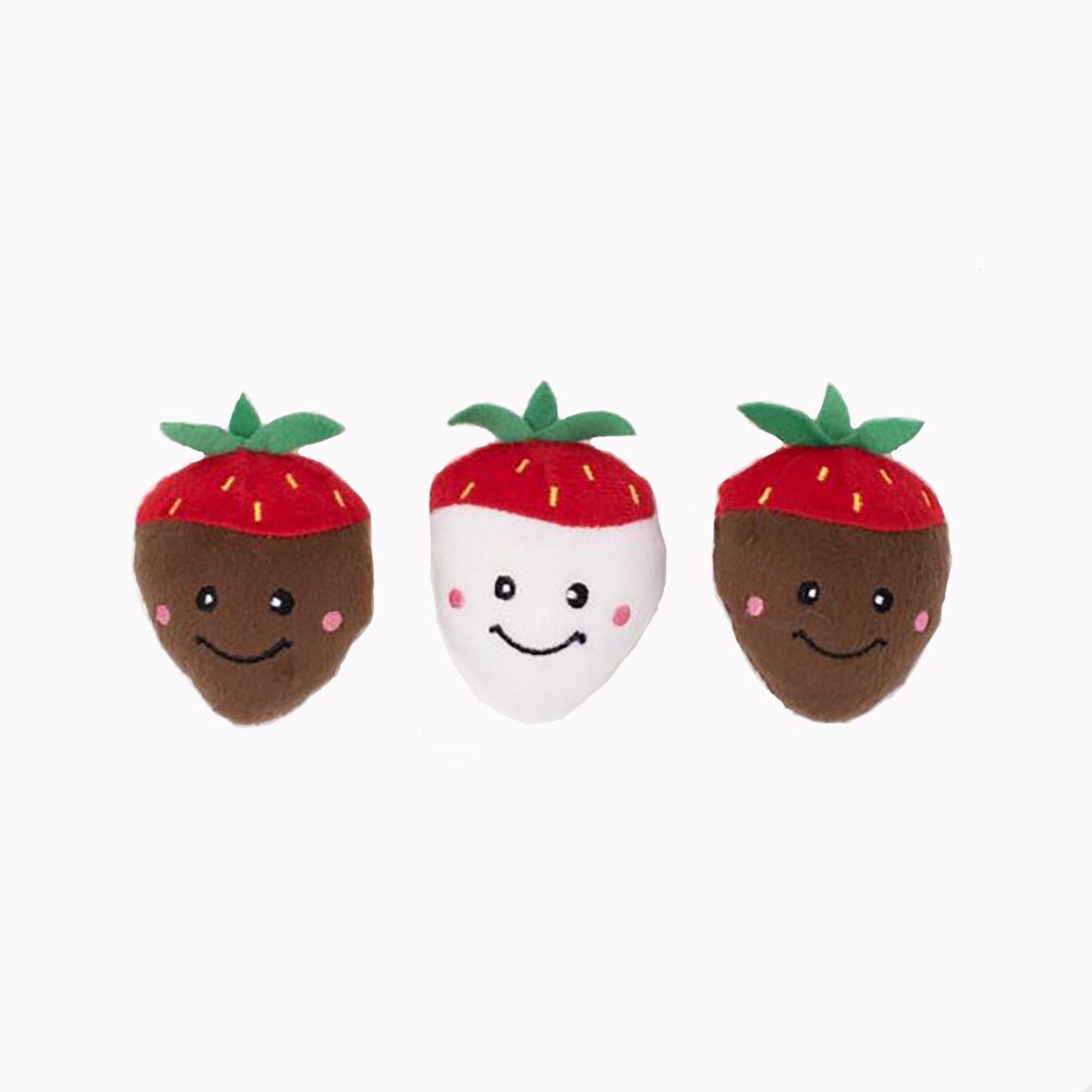 ZippyPaws Valentine's Miniz Dog Toys - Chocolate Covered Strawberries