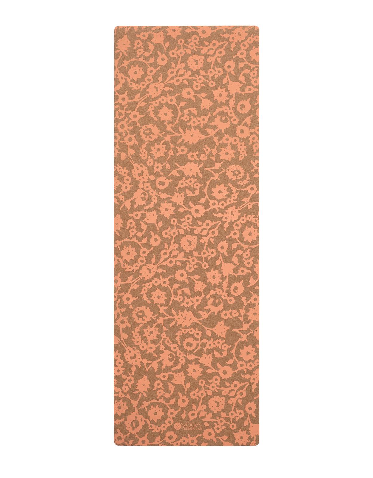 3.5mm Cork Yoga Mat - Floral Batik Coral