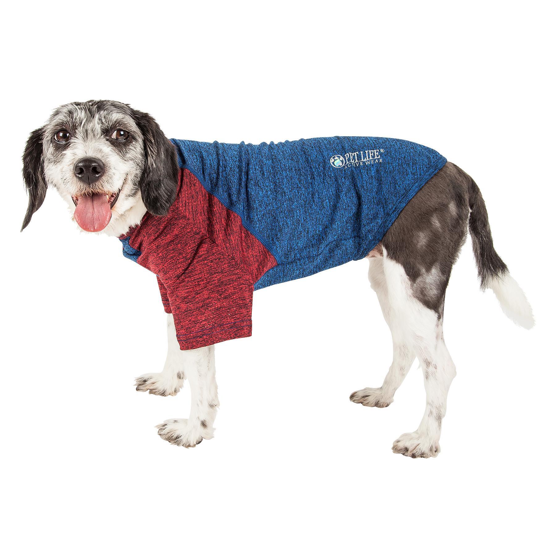 Pet Life ACTIVE Hybreed Two-Toned Performance Dog T-Shirt - Blue and Maroon
