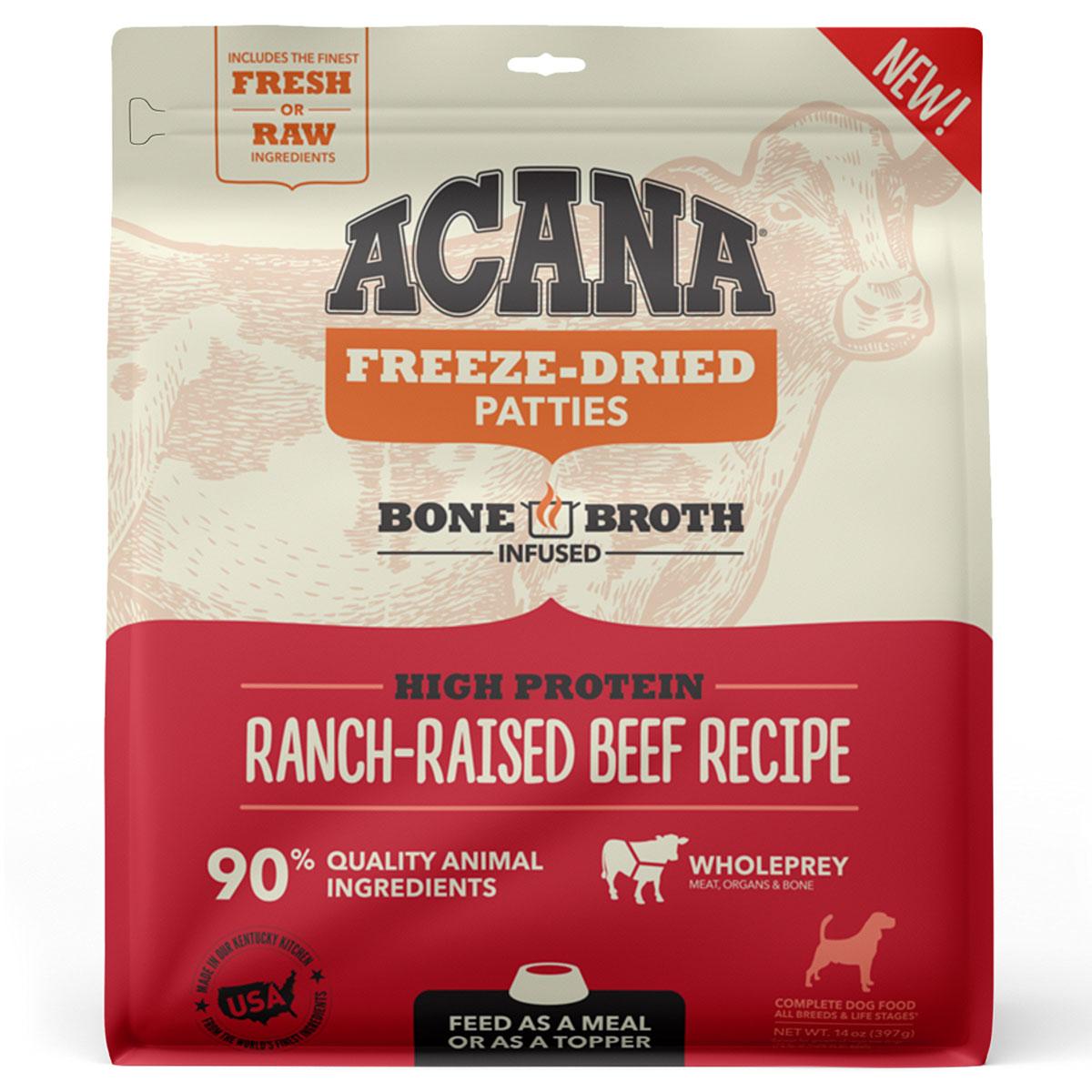 Acana Freeze-Dried Patties Dog Food - Ranch-Raised Beef Recipe