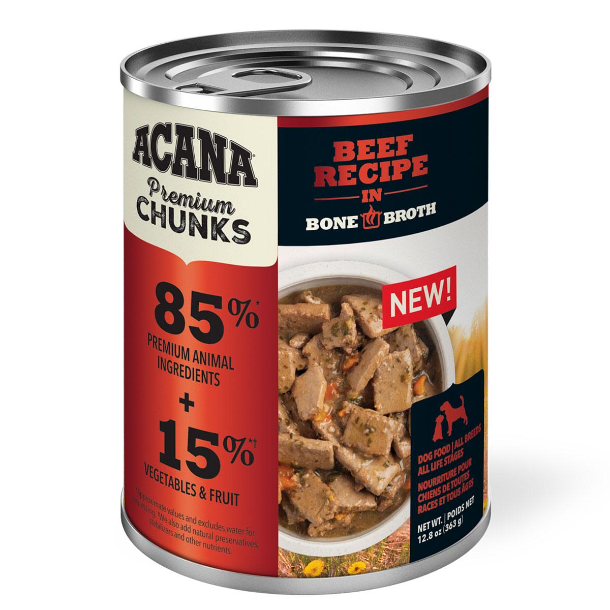 Acana Premium Chunks Beef Recipe in Bone Broth Canned Dog Food 